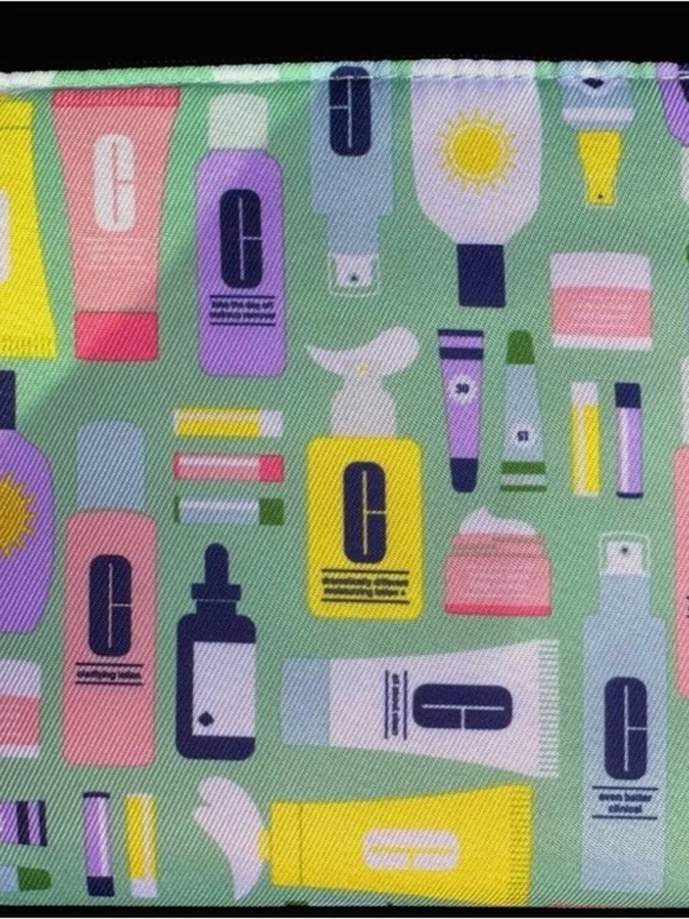 NWOT Kate Spade x Clinique Cosmetic Pouch in Lime Green with Navy & Pink Accent